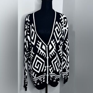 Alison Craig Aztec Geometric Cardigan Western Boho Southwestern XL